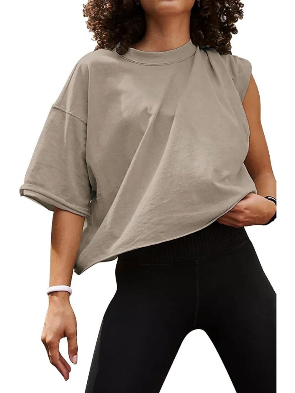 Women's Grey Crew Neck Short Sleeve Crop Tops Casual Pull On Basic Tees Shirts